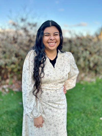 Vintage Floral Lace Trim Dress