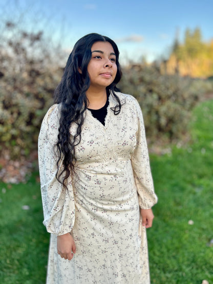 Vintage Floral Lace Trim Dress