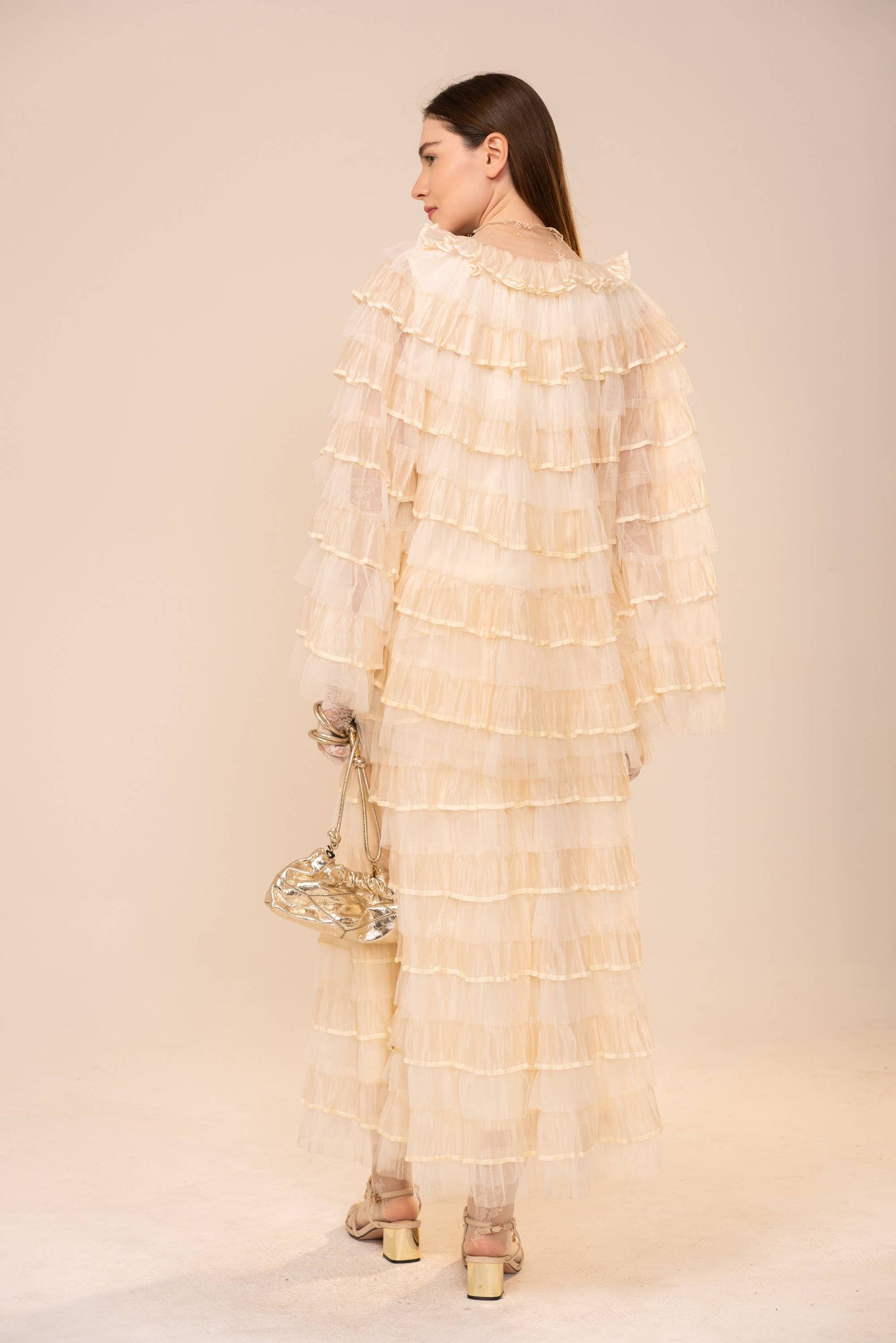 Tiered Ruffle Cape Sleeve Top Skirt Set