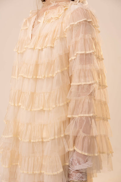 Tiered Ruffle Cape Sleeve Top Skirt Set