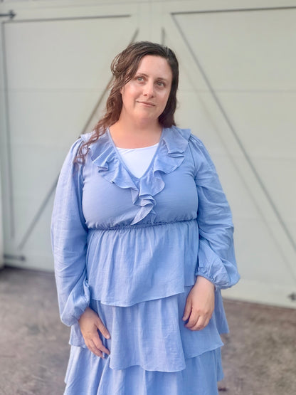 COTTON TIERED RUFFLE MAXI DRESS