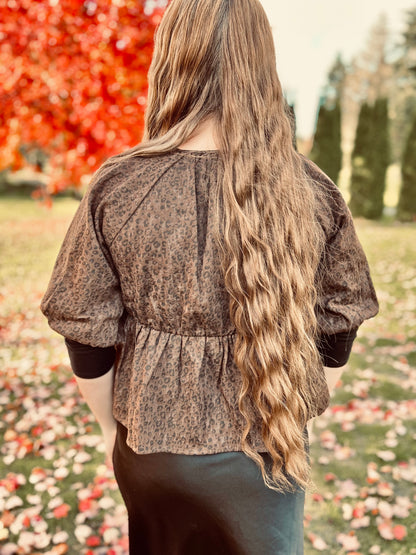 LEOPARD PRINT JACKET TOP WITH TIE