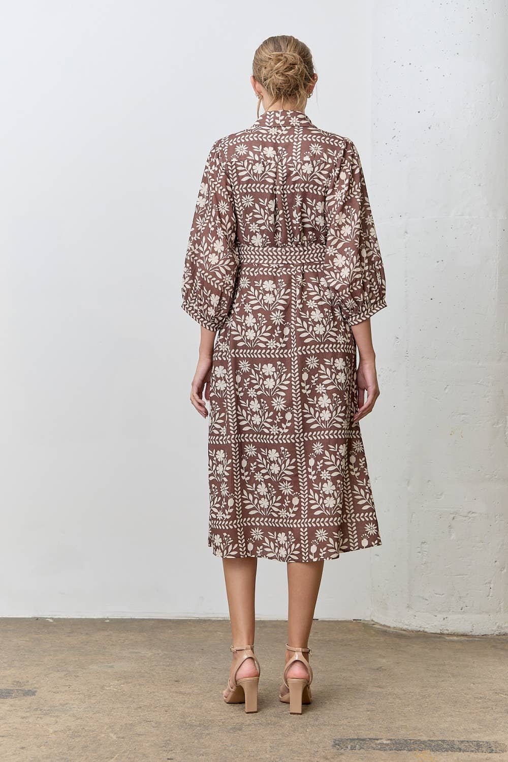 BORDER FLORAL PRINT MIDI DRESS - Multiple Colors