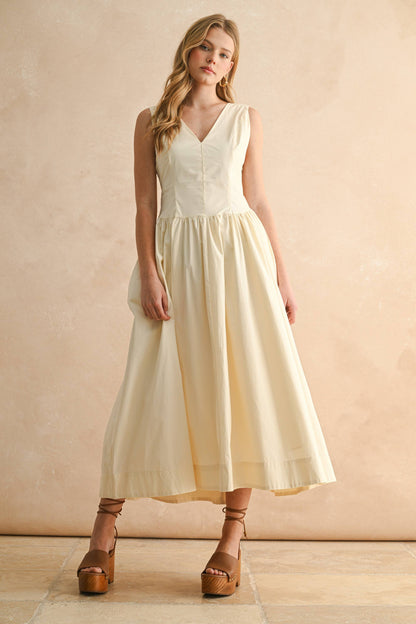 COTTON BOW DETAIL WOVEN DRESS - PRE ORDER