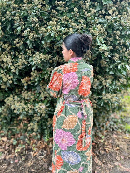 Textured Floral Shirt Dress