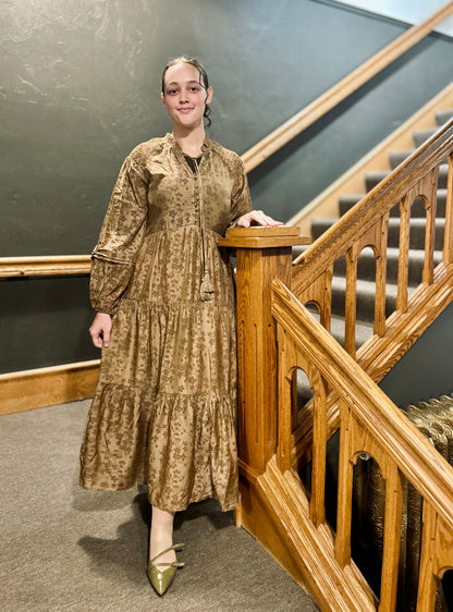 Floral Camel Maxi Dress