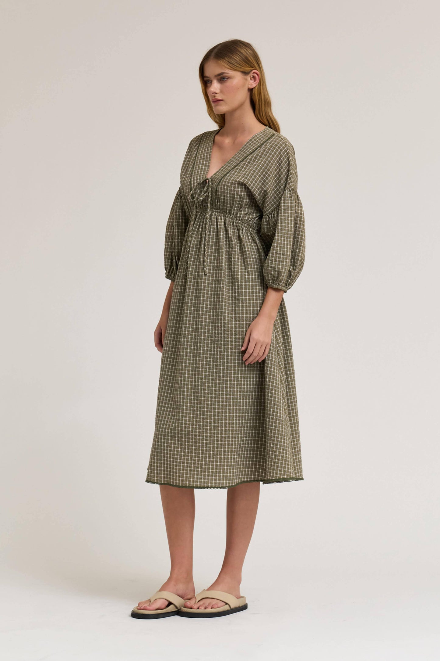 Gingham Plaid Midi Dress - Multiple Colors