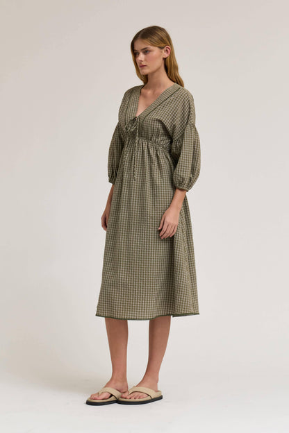 Gingham Plaid Midi Dress - Multiple Colors