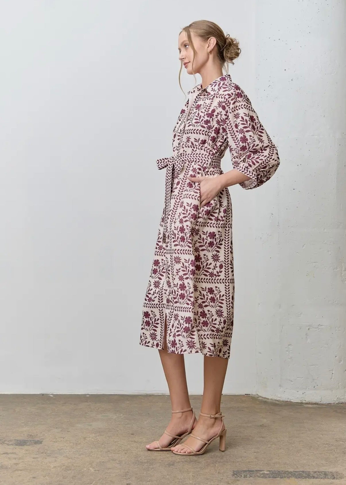 PLUS Floral Button Down Midi Dress