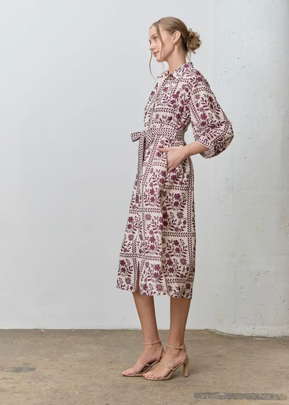 PLUS Floral Button Down Midi Dress