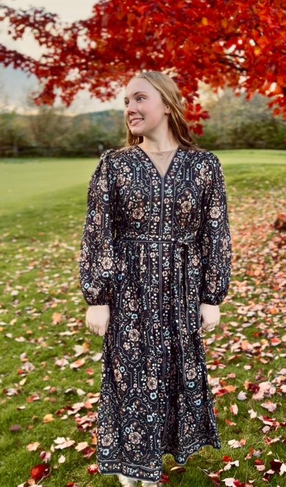 Floral V-Neck Midi Dress