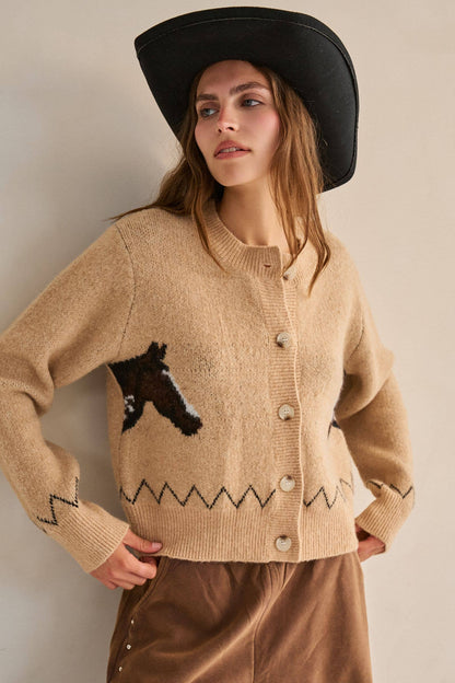 PLUS SIZE HORSE POINT KNIT CARDIGAN