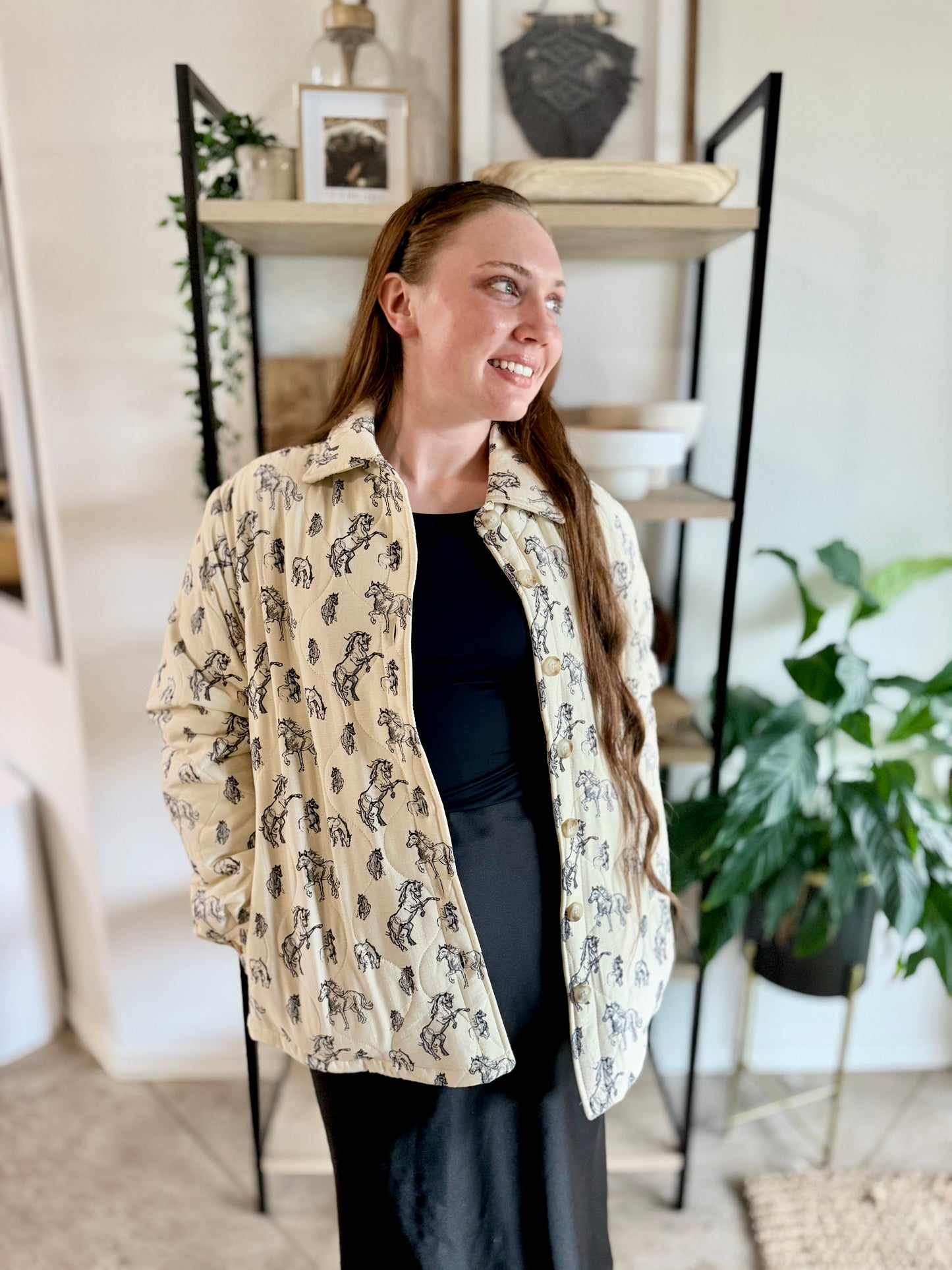 Quilted Western Horse Print Jacket