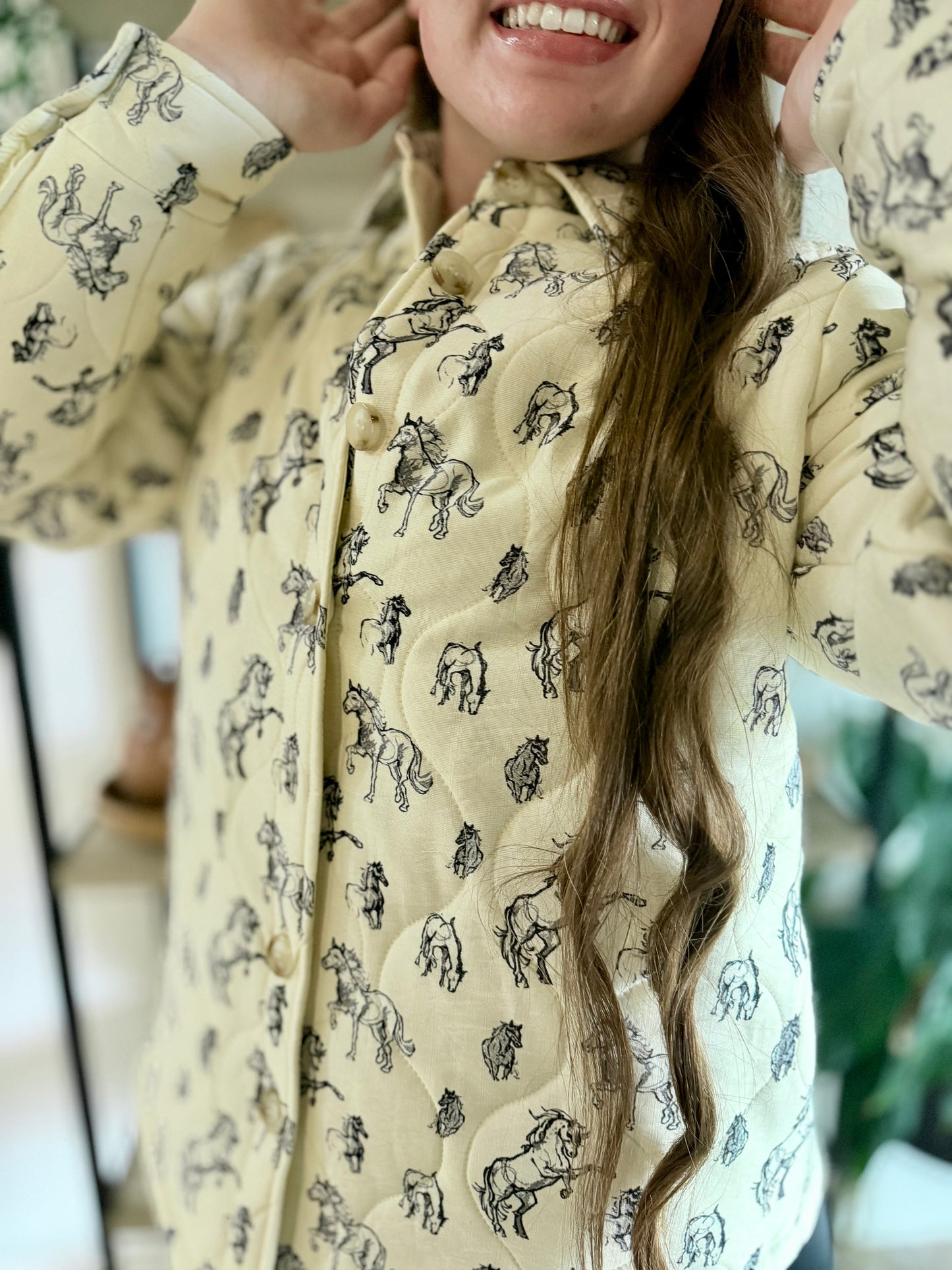 Quilted Western Horse Print Jacket
