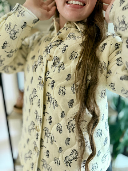 Quilted Western Horse Print Jacket