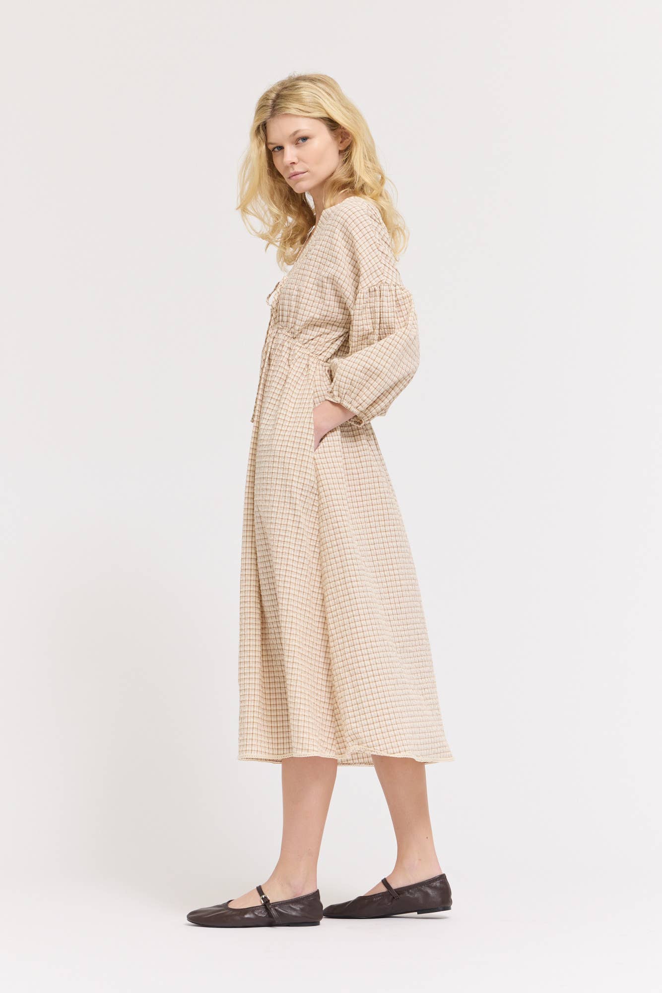 Gingham Plaid Midi Dress - Multiple Colors