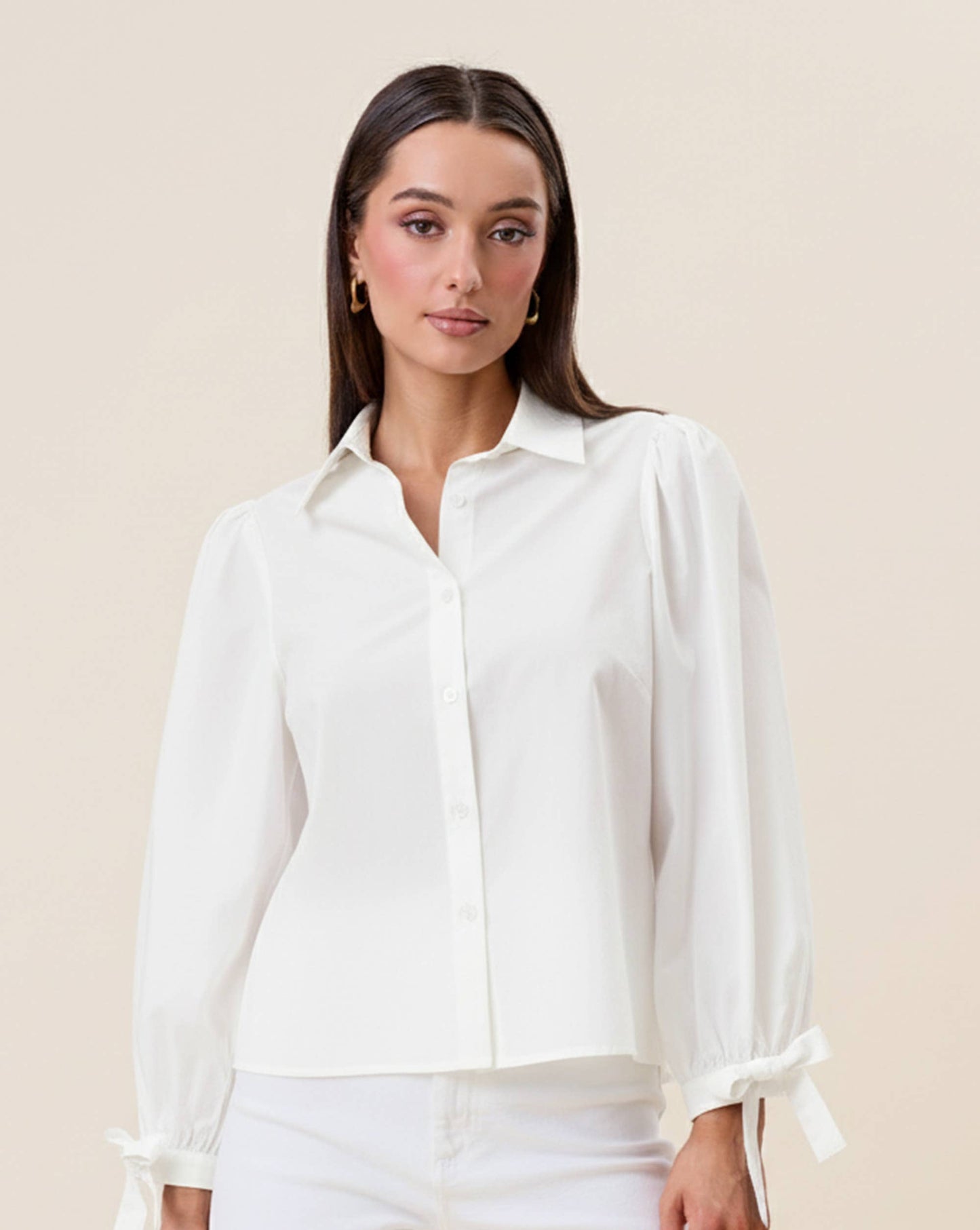 Blue Bow Sleeve Collar Blouse