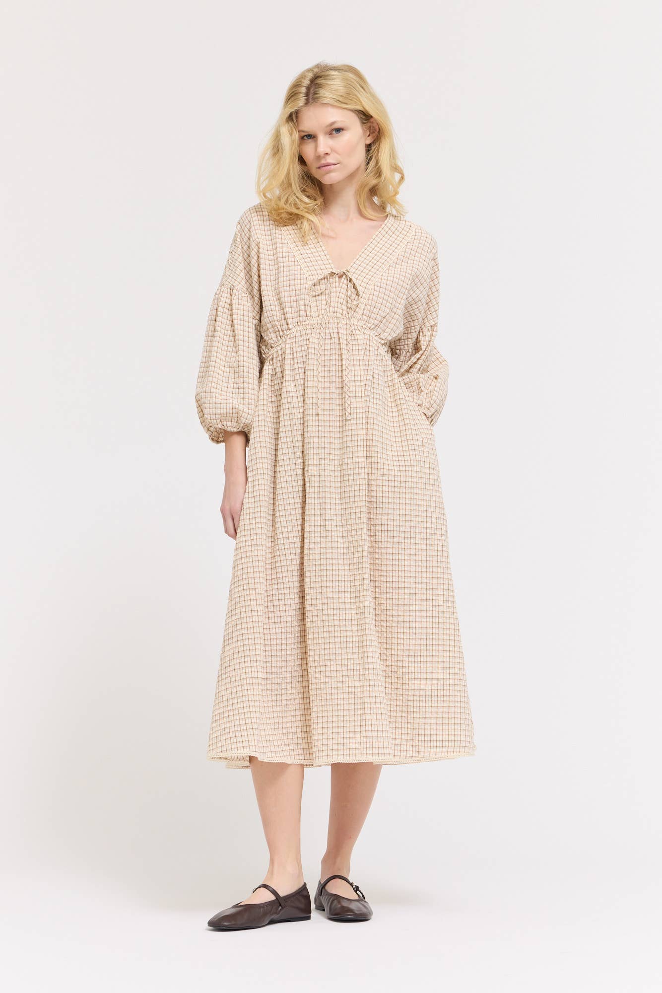 Gingham Plaid Midi Dress - Multiple Colors