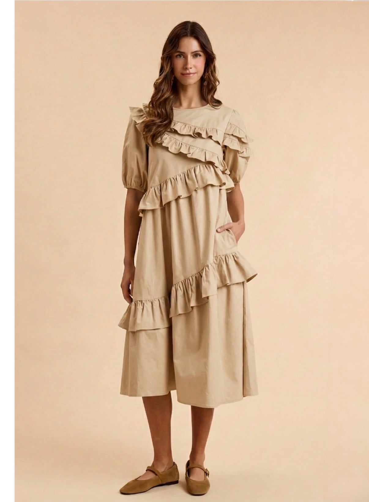 Ruffle Layered Midi Dress