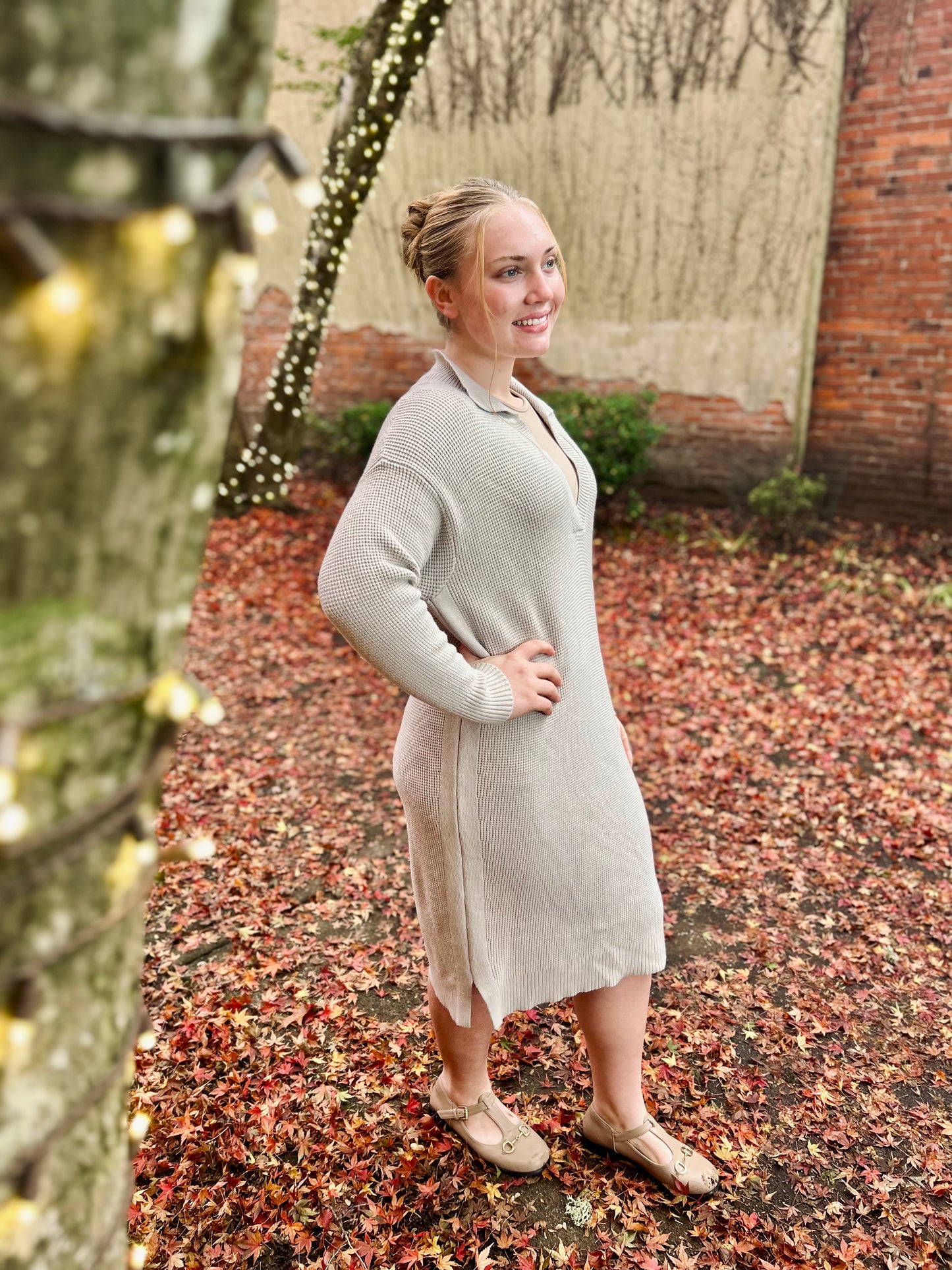 Waffle Knit Midi Dress