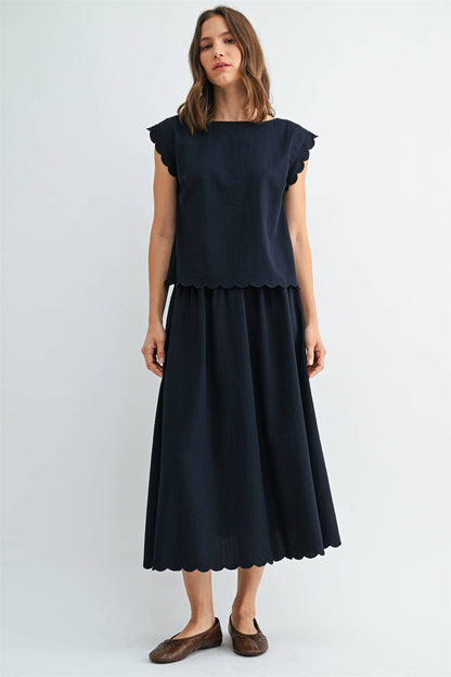 SCALLOP EDGE MAXI SKIRT - PRE ORER