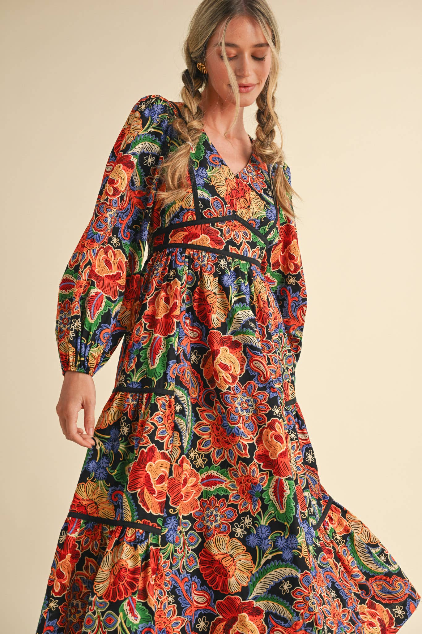 The Red Colorful Midi Dress