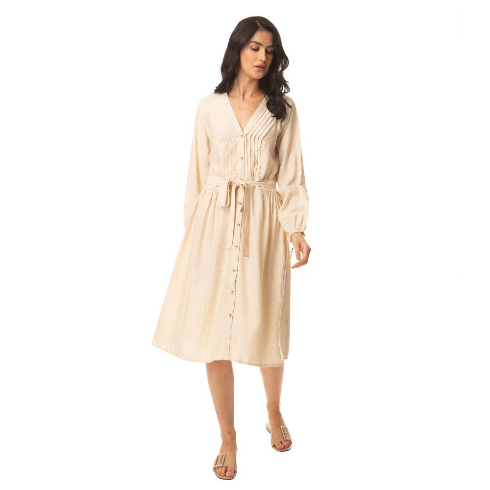 Sand Buttoned Dress