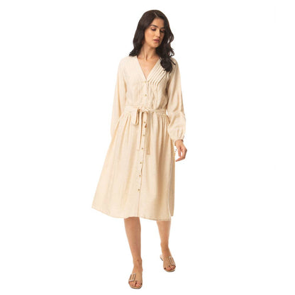 Sand Buttoned Dress