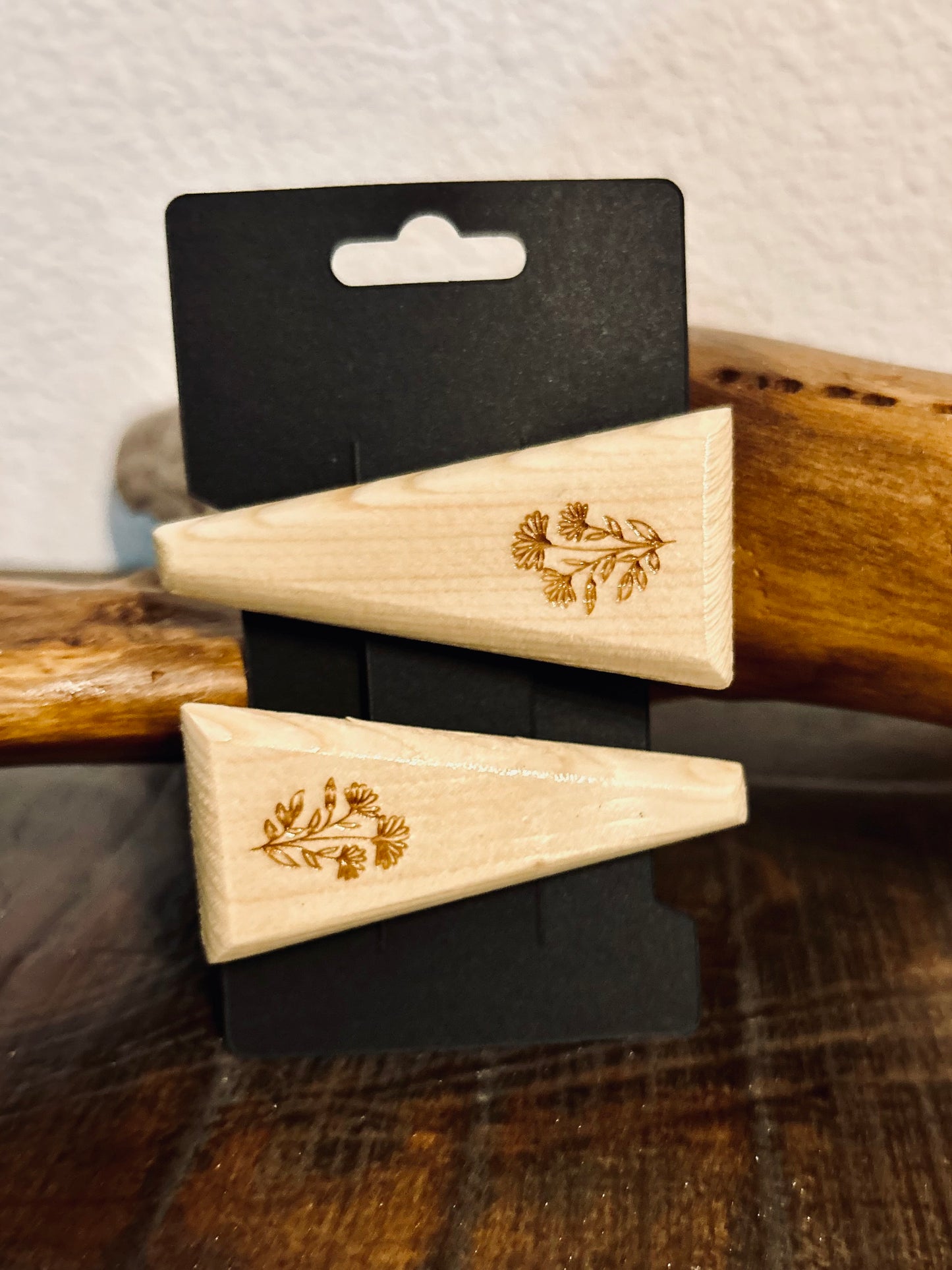 Wood Clip Set - Floral Design