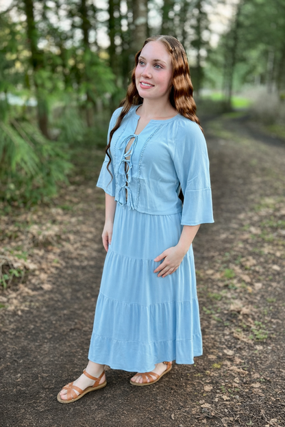 3/4 Sleeve Blouse & Maxi Skirt Set - Multiple Colors