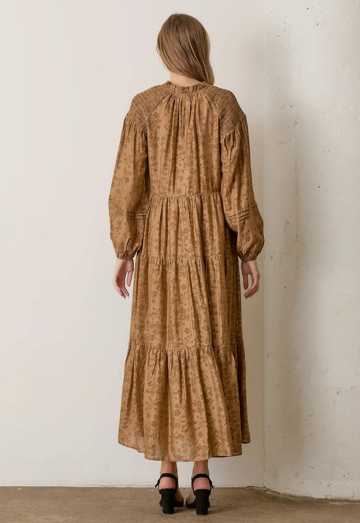 Floral Camel Maxi Dress