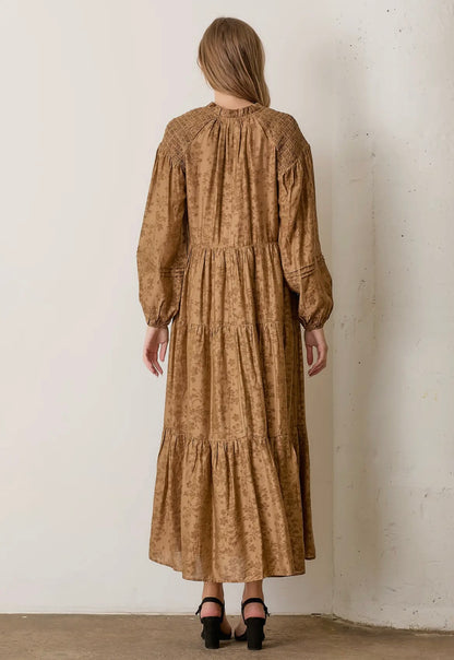Floral Camel Maxi Dress