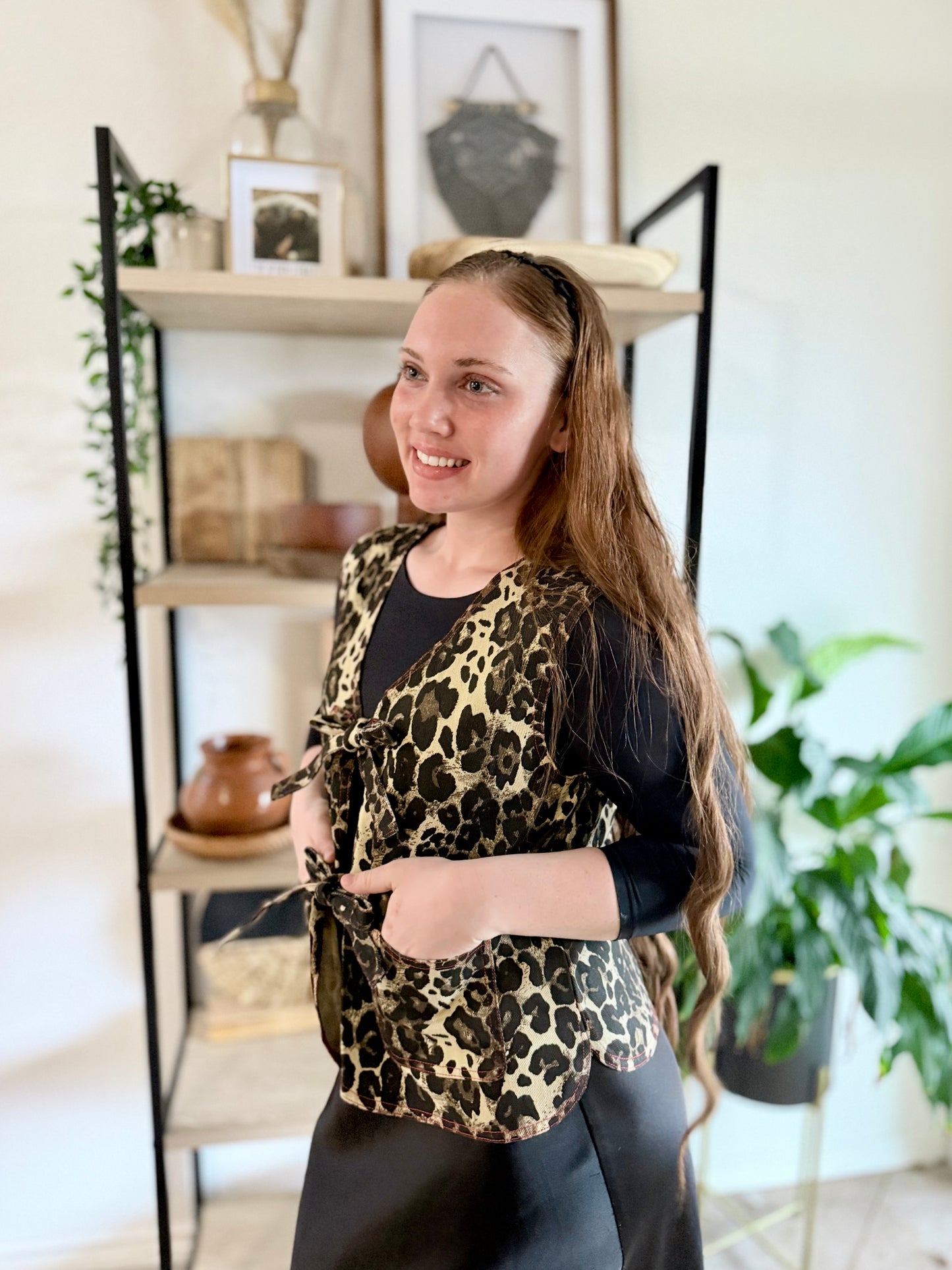 Washed Leopard Printed Vest