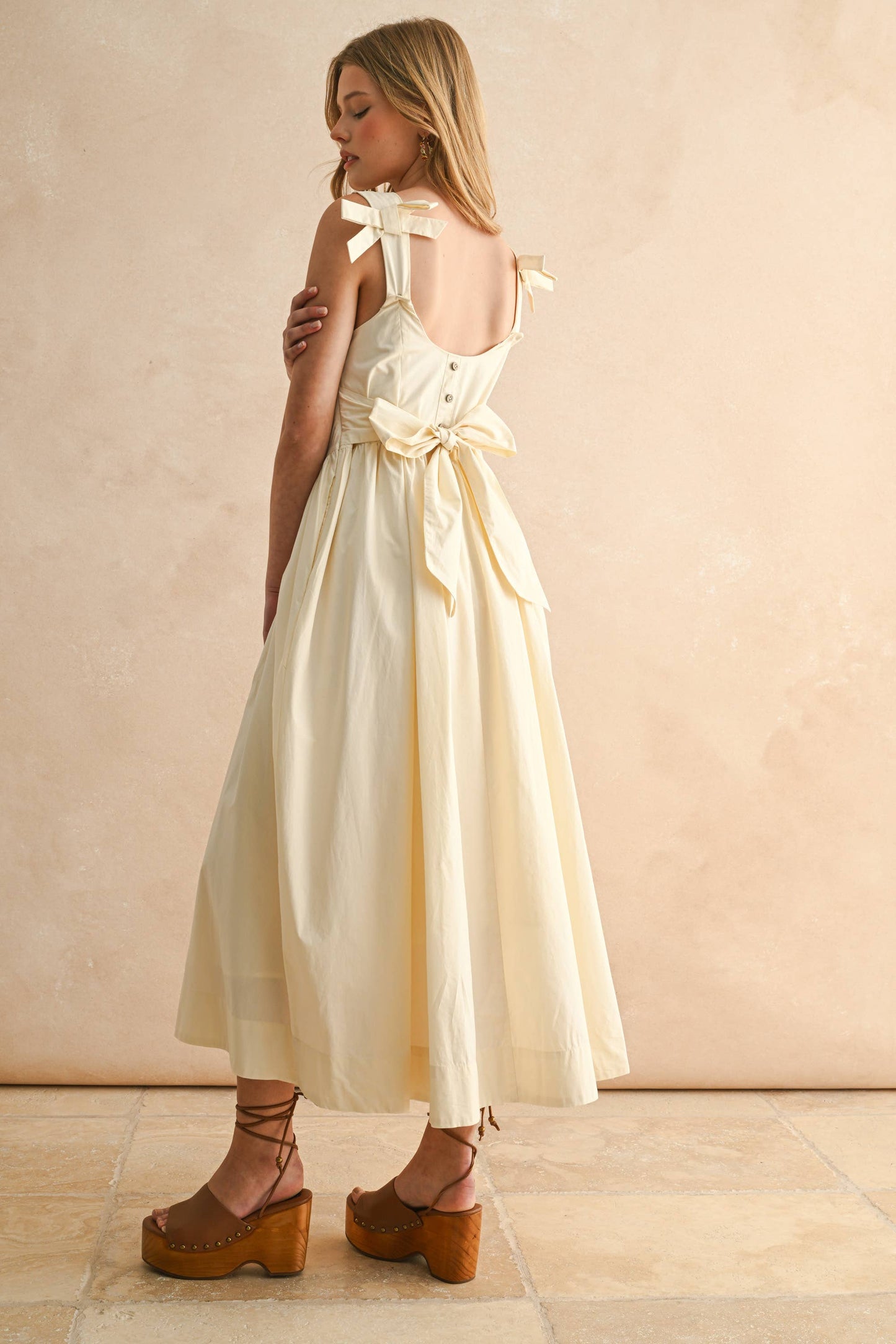 COTTON BOW DETAIL WOVEN DRESS - PRE ORDER