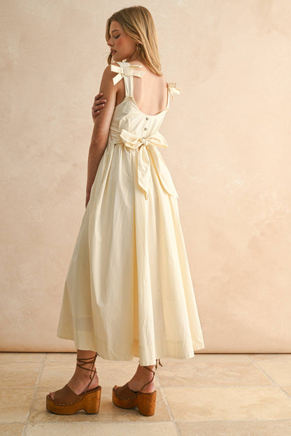 COTTON BOW DETAIL WOVEN DRESS - PRE ORDER