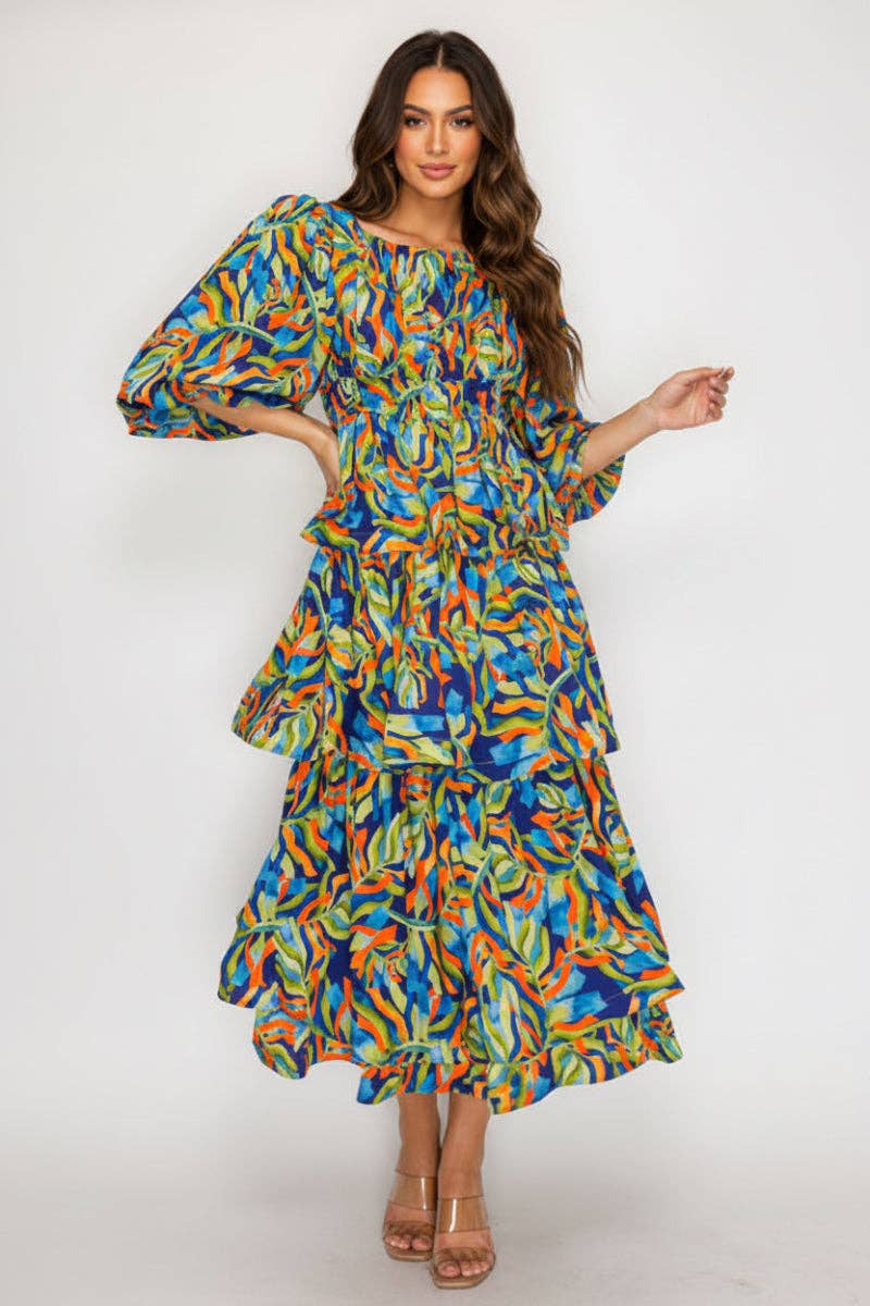 Tiered Ruffle Midi Dress