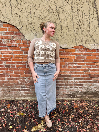 Floral Crochet Cropped Vest