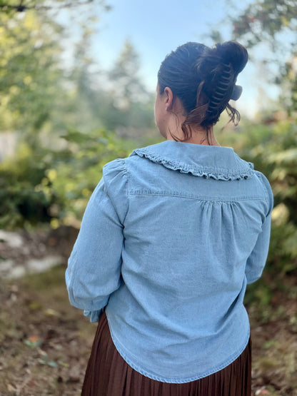 Button-Front Collared Blouse