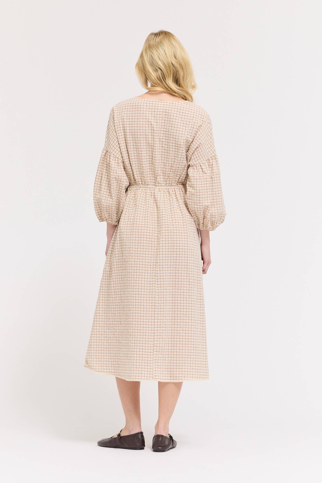 Gingham Plaid Midi Dress - Multiple Colors