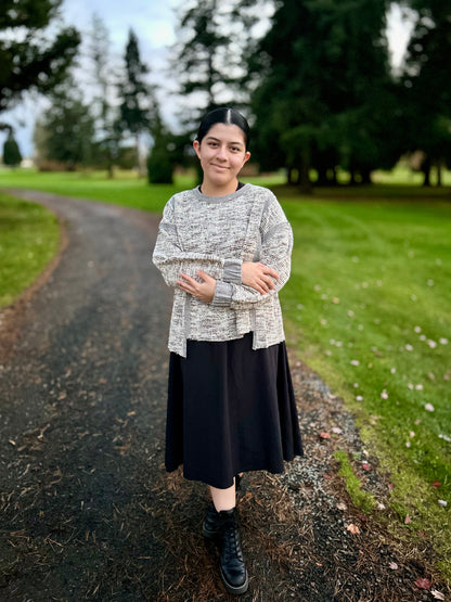 Heathered Jacquard Fabric Pullover Sweater