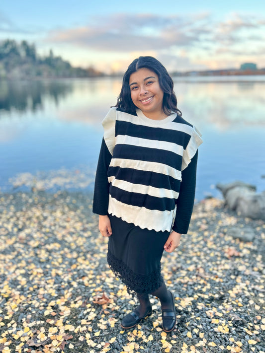 Plus Bold Striped Knit Seater Top