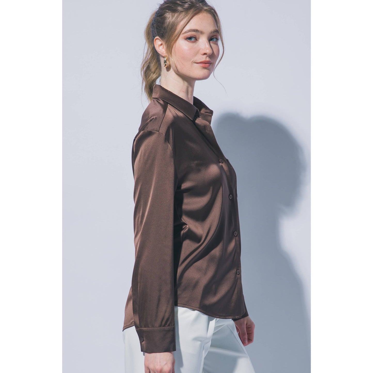 Satin Button-Down Shirt