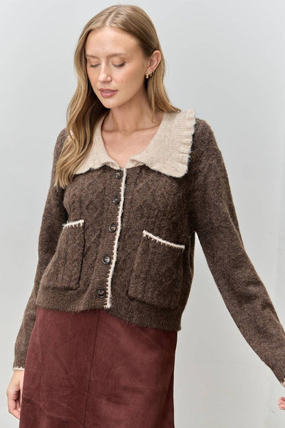 COLLAR BUTTON UP KNIT SWEATER
