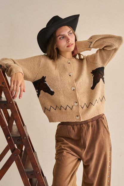 PLUS SIZE HORSE POINT KNIT CARDIGAN