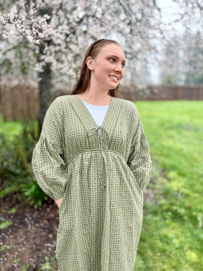 Gingham Plaid Midi Dress - Multiple Colors