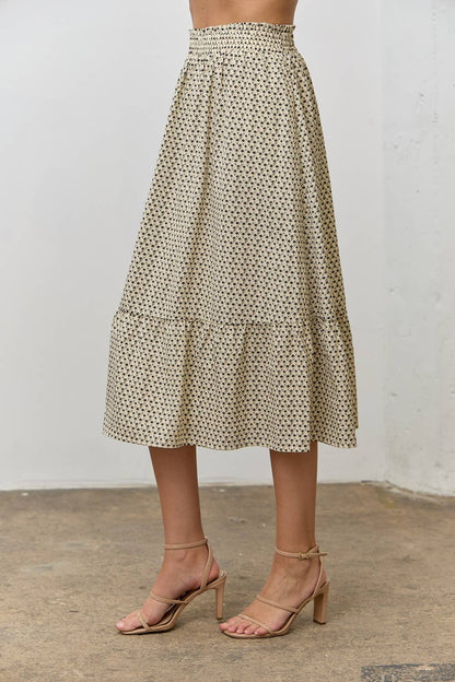 PRINTED SMOCKED BODICE TOP & SKIRT SET