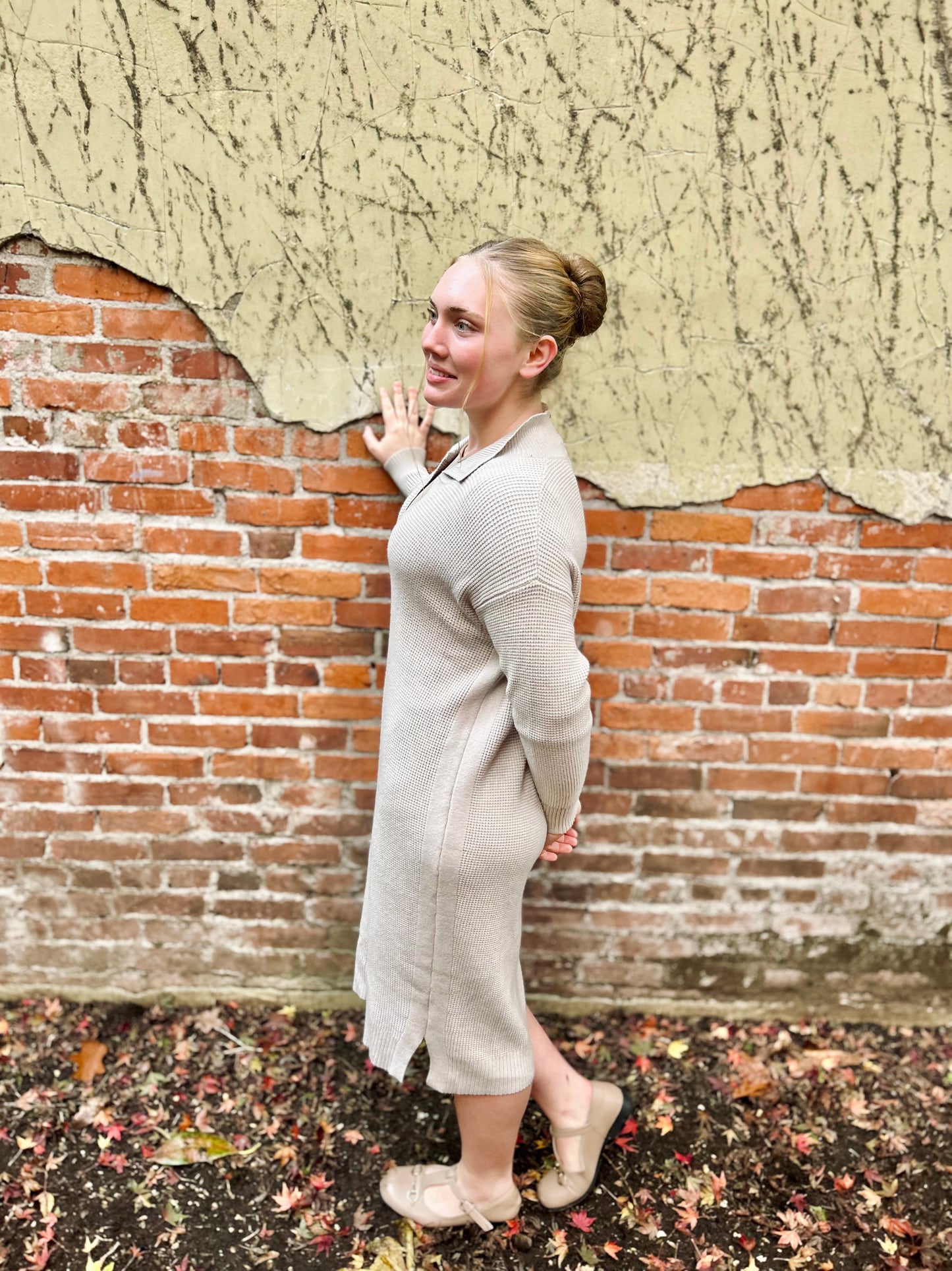 Waffle Knit Midi Dress