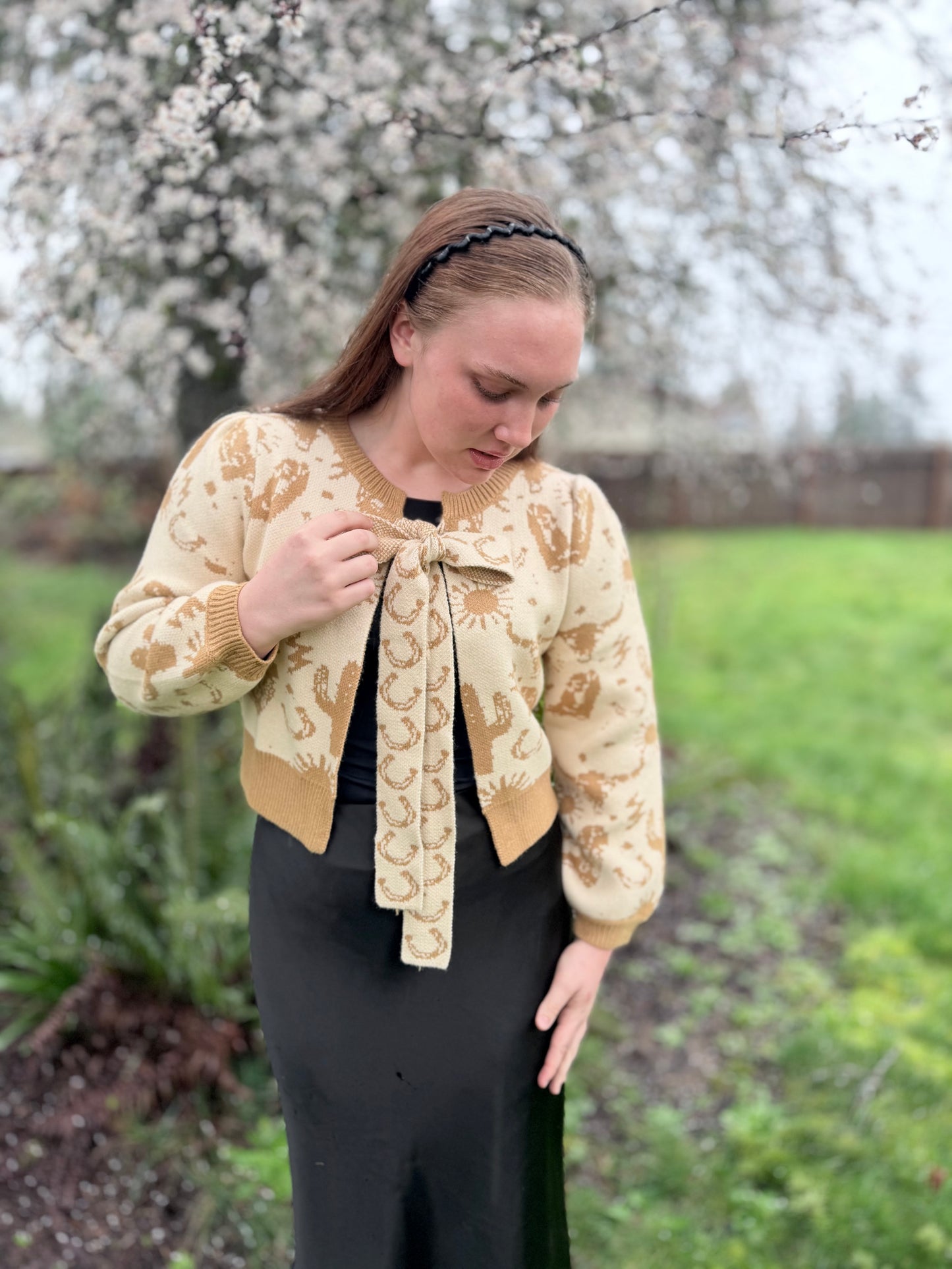 Western Tie Front Cardigan Sweater