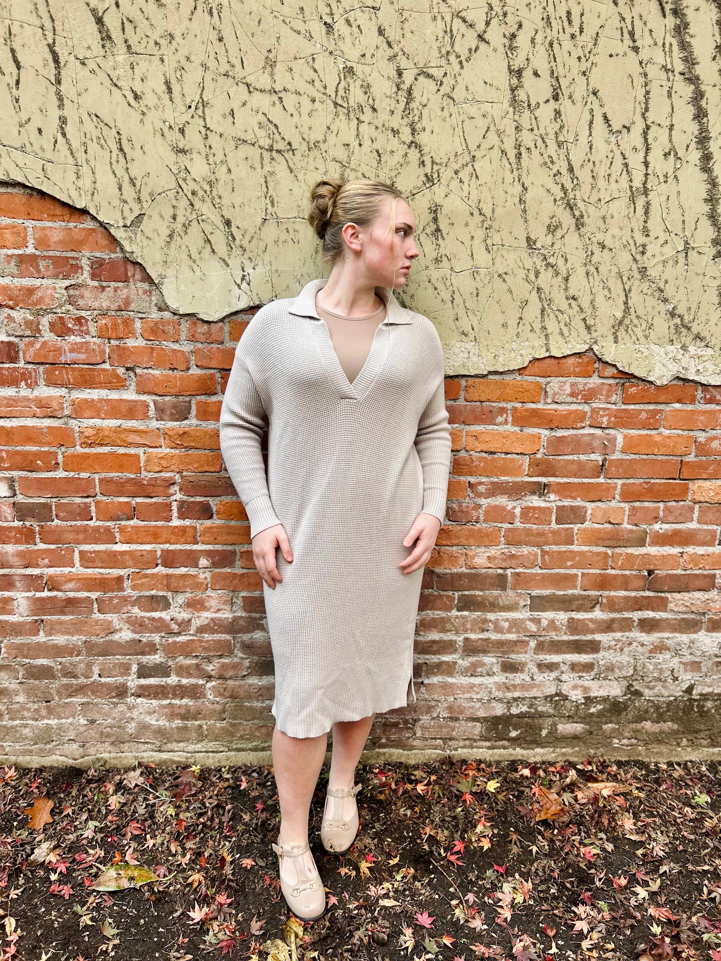Waffle Knit Midi Dress