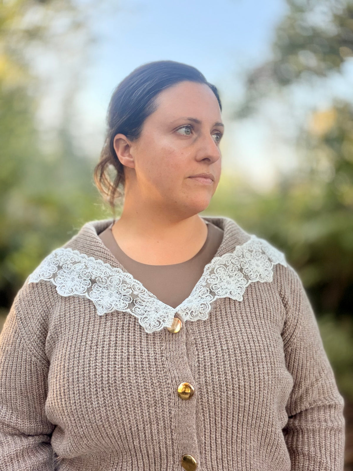 Lace Trim Button Front Cardigan